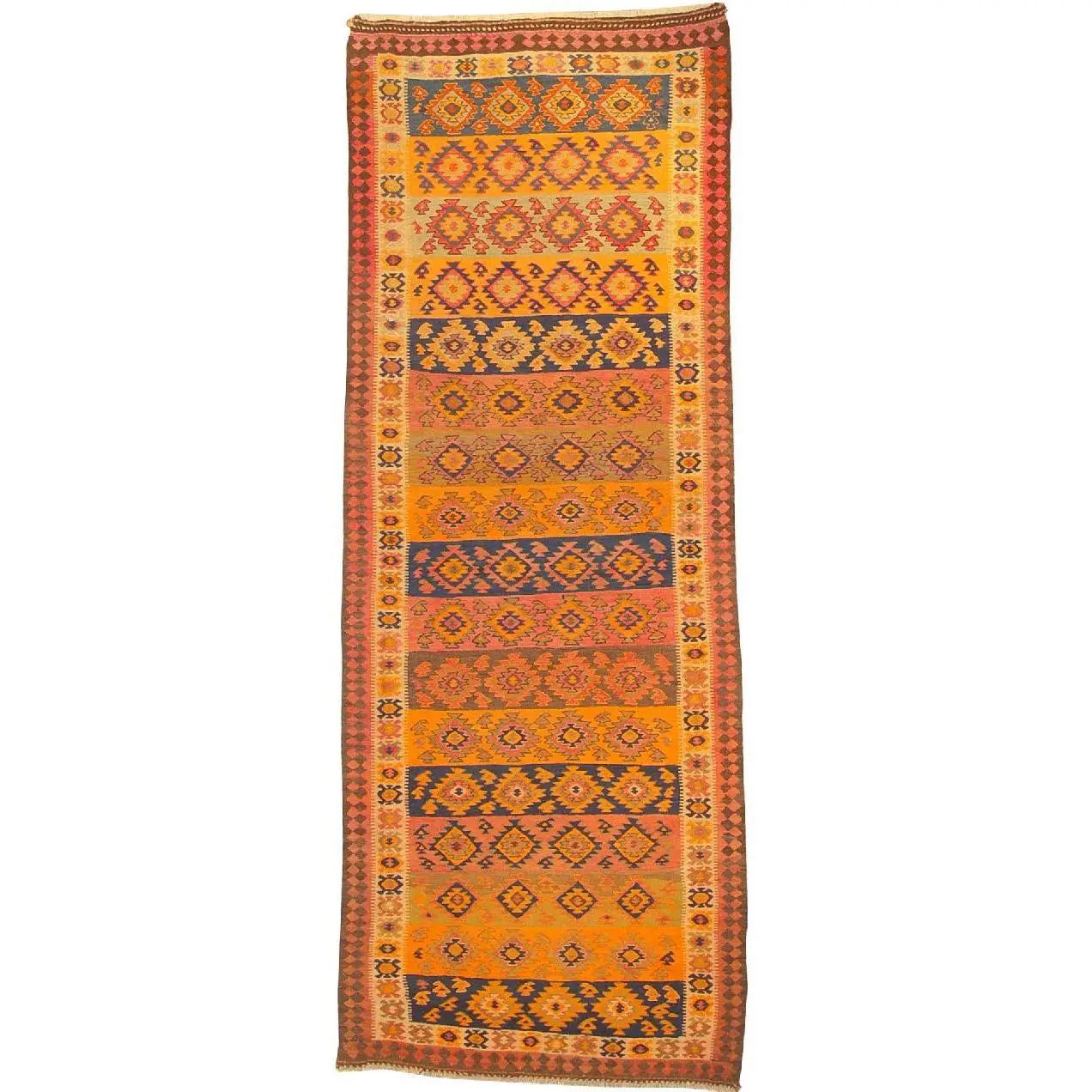 One Of The Kind Gazvin Persian Kilim 12'0" X 4'5"